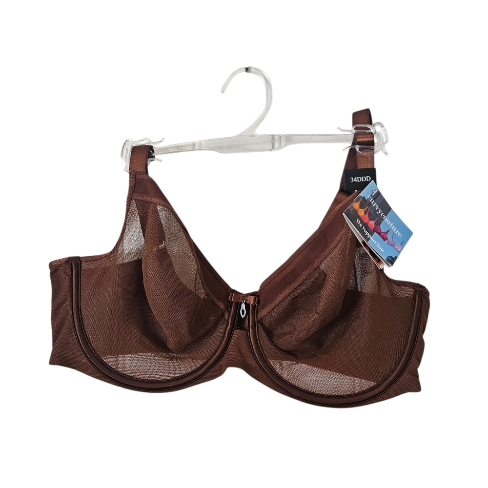 Curvey Couture Sheer Mesh Full Coverage Unlined Underwire Bra Size‎ 34DDD NEW - Picture 3 of 7
